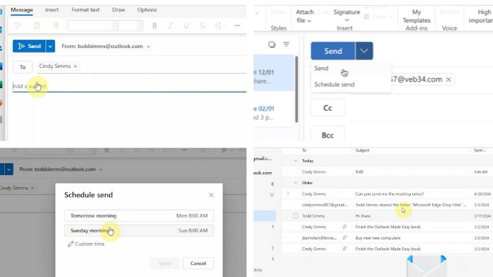 schedule an email in outlook