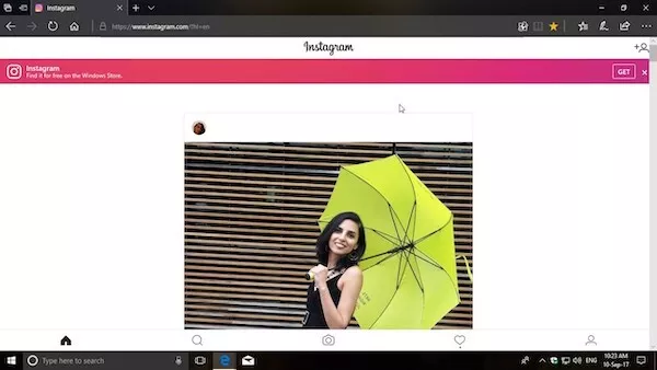 Instagram on Microsoft Edge