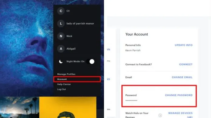 change hulu password