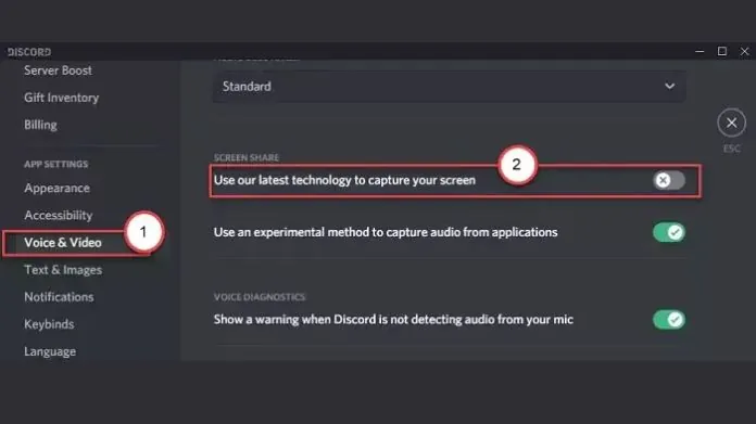 discord screen share not working